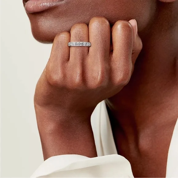 Tiffany Setting Wedding Band in Platinum with a Full Circle of Diamonds - Picture 2 of 9